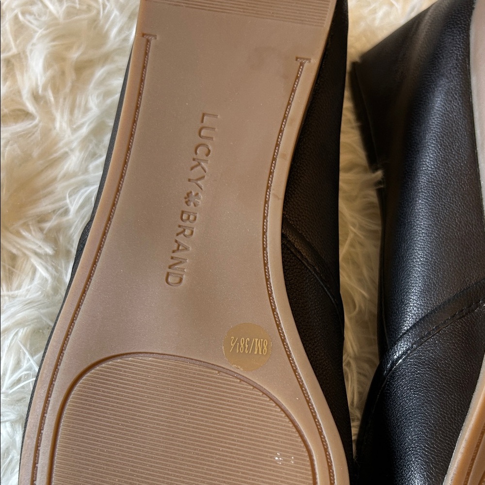 Lucky Brand Black Leather Square-Toe Ballet Flats - Picture 6 of 14